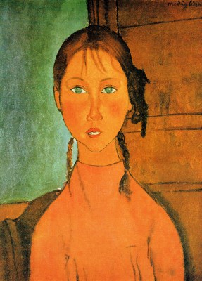 Dziewczynka z warkoczami - Modigliani obrazy i reprodukcje